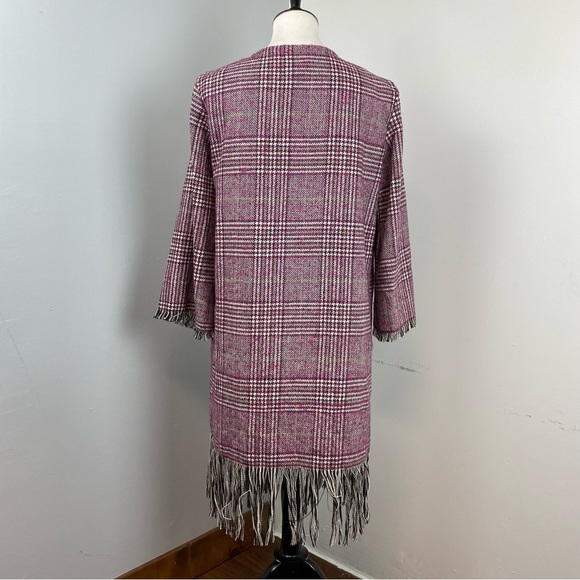 44. NWT Muche Et Muchette Plaid Lace & Wool Open Cardigan with Fringe One Size - Picture 5 of 10